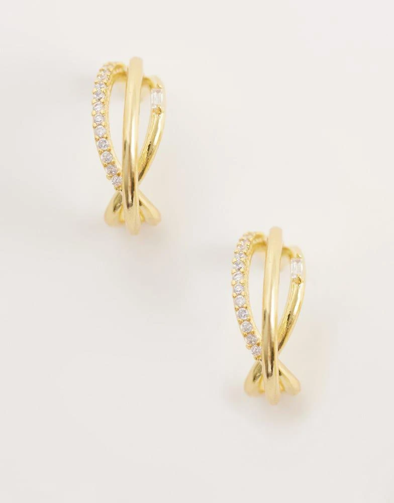 Orelia Orelia mixed pave triple illusion hoop earrings in 18k Gold Plated