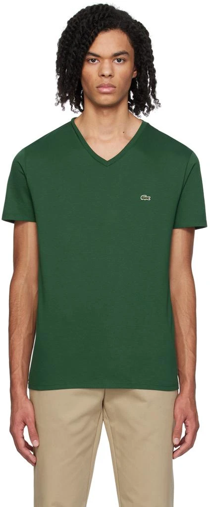 Lacoste Green V-Neck T-Shirt 1