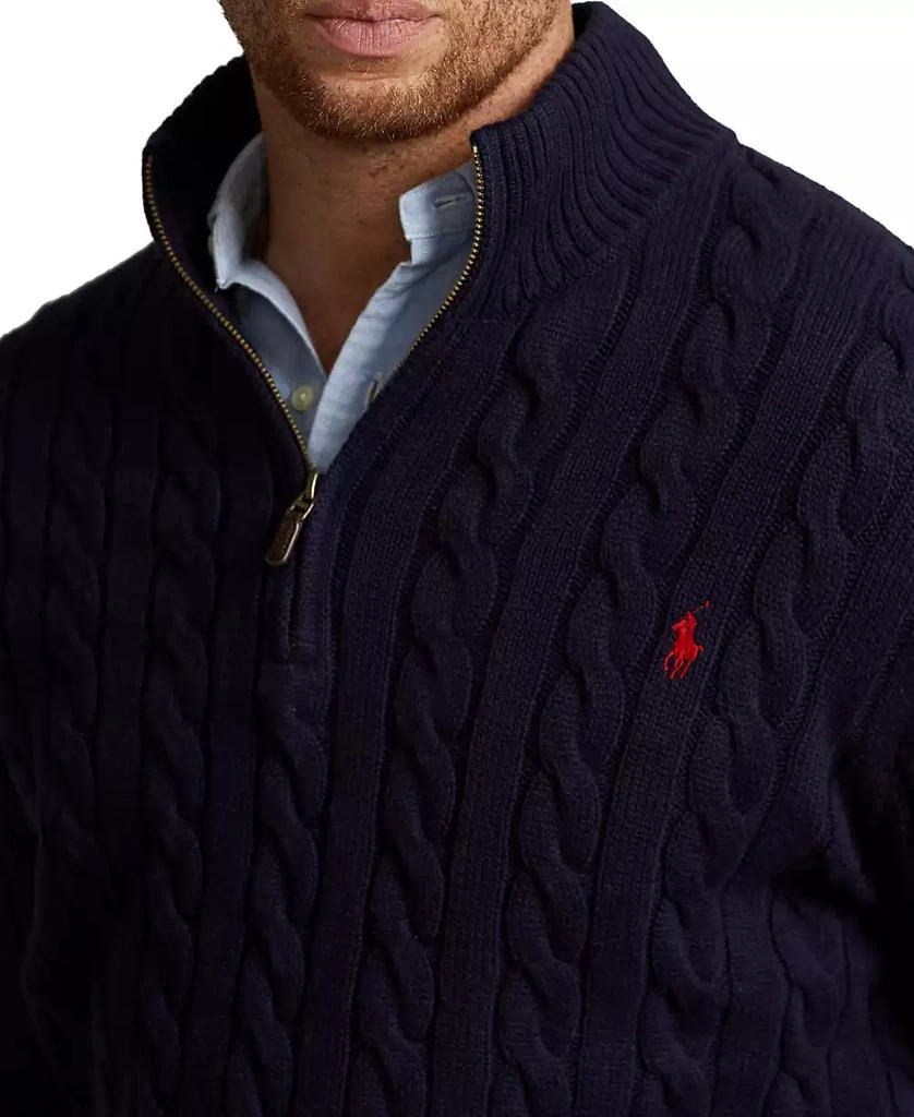Ralph Lauren Men's Big & Tall Cable-Knit Cotton Quarter-Zip Sweater 12