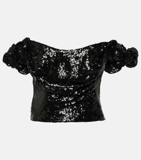 Costarellos Birdie off-shoulder sequined top