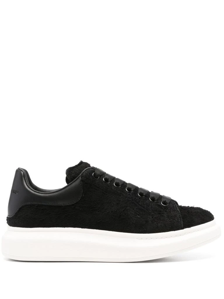 Alexander McQueen BLACK LEATHER SNEAKERS WITH BLACK LEATHER HEEL 1