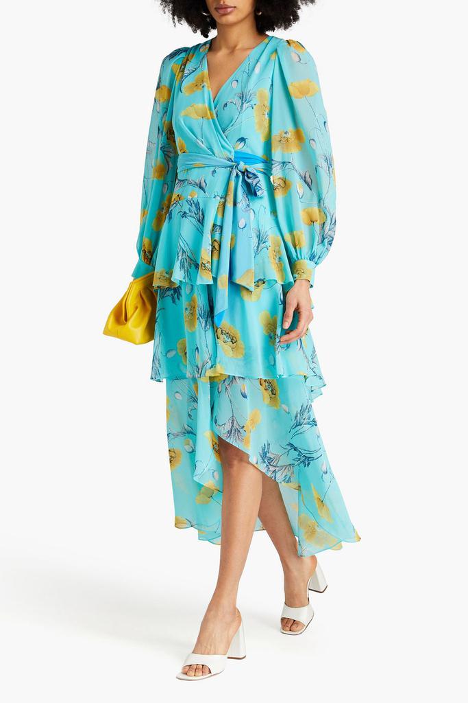 Diane von Furstenberg Silvia tiered floral-print crepe de chine midi wrap dress