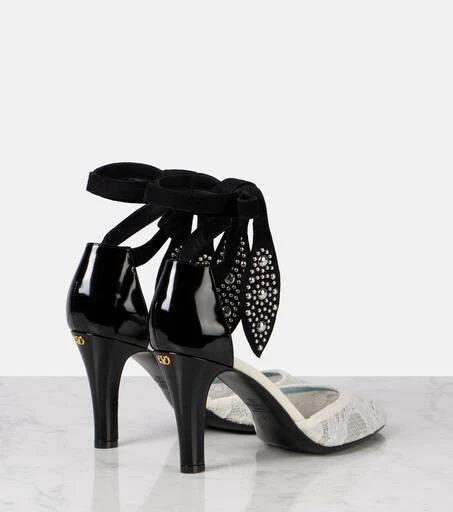 Valentino Foliefoliage 85 lace and suede pumps 2