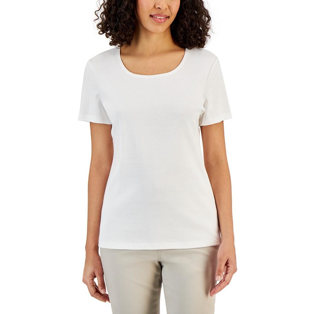 Karen Scott Petite Cotton Scoop-Neck Top, Created for Macy's