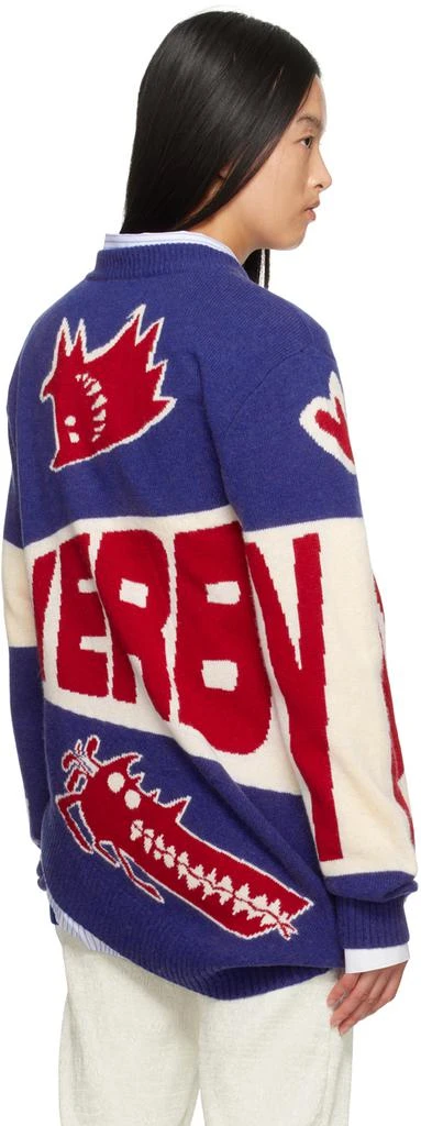 Charles Jeffrey Loverboy Blue & Red Topsy Turvy 'Loverboy' Logo Sweater 3