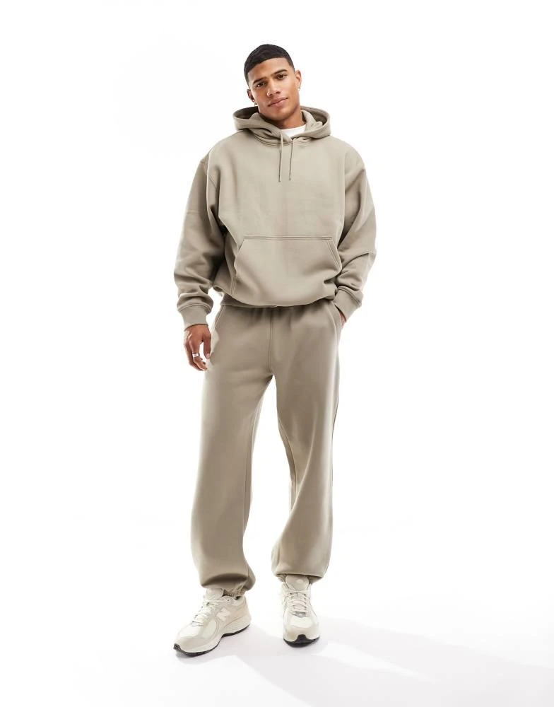 Weekday Weekday co-ord relaxed fit heavyweight jersey hoodie in beige mole 4