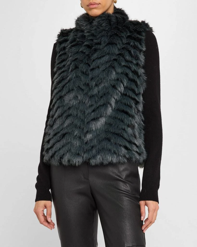 La Fiorentina Plush Faux Fur Striped Vest 4
