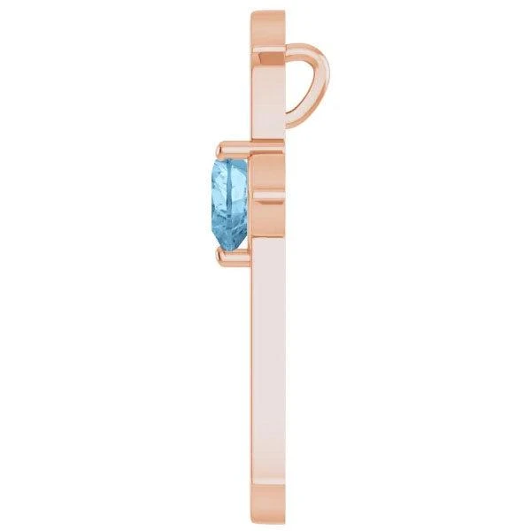 Pompeii3 7mm Blue Topaz Women's Heart Pendant in 14k Gold Necklace 7mm Tall 3