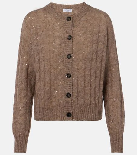 Brunello Cucinelli Cable-knit sequined cardigan 1