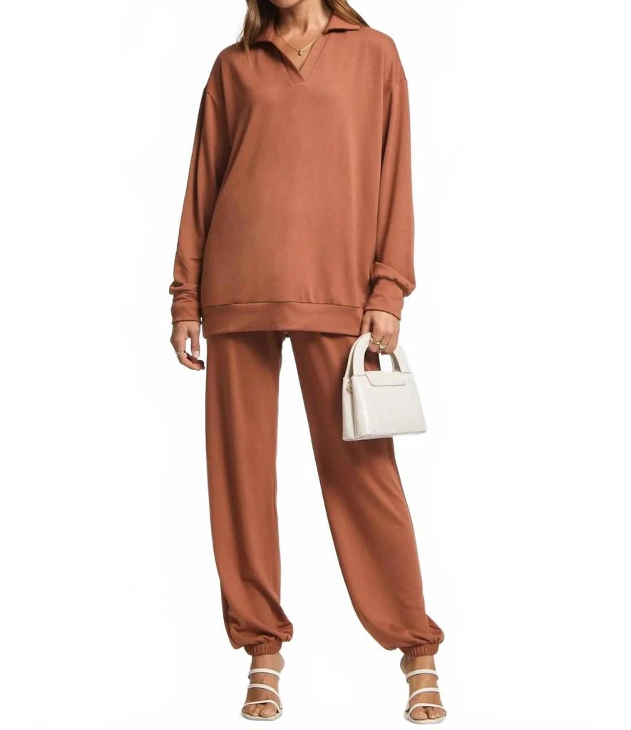 Dear Scarlett French Terry Travel Set In Chestnut 2