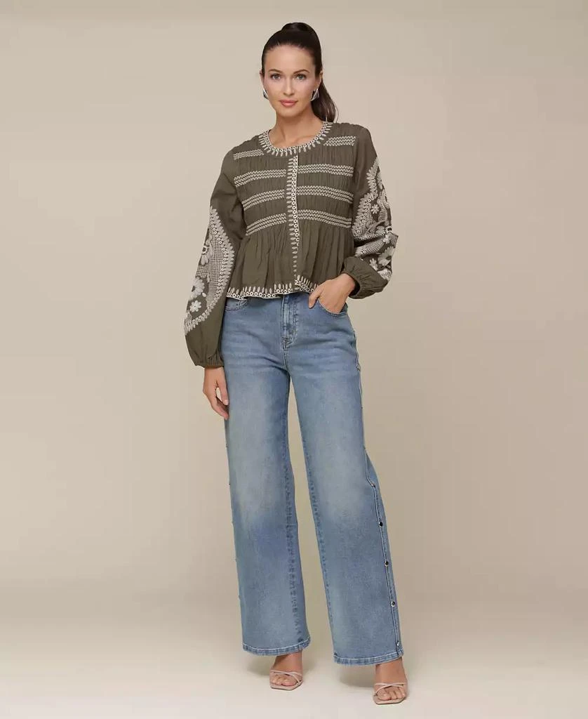 Avec Les Filles Women's Embroidered Cotton Peplum Jacket 5