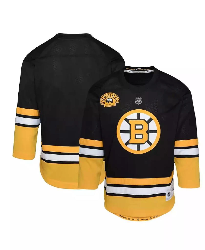 Outerstuff Big Boys and Girls Black Boston Bruins 100th Anniversary Replica Jersey 1