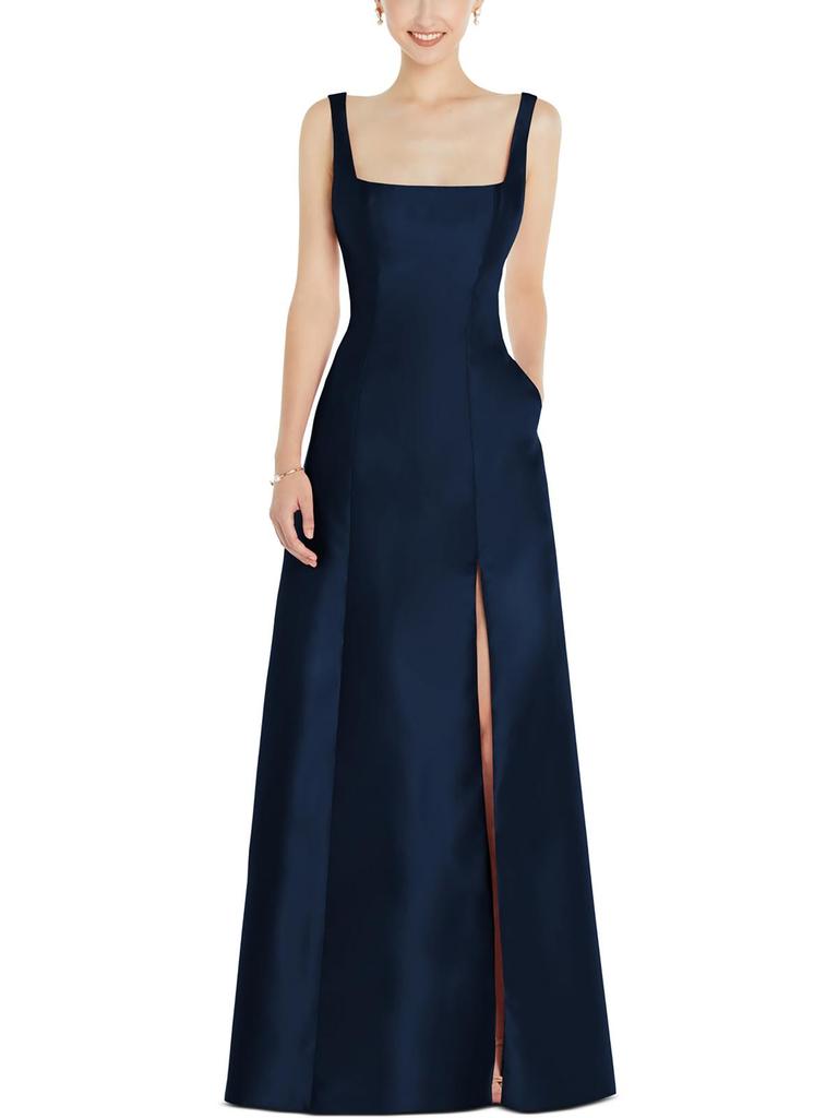 Alfred Sung Plus Womens Slit Polyester Evening Dress