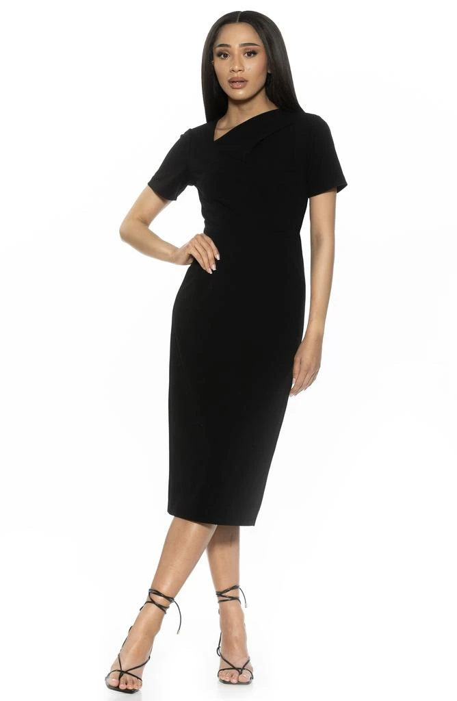 ALEXIA ADMOR Angelica Asymmetric Neck Sheath Midi Dress 4