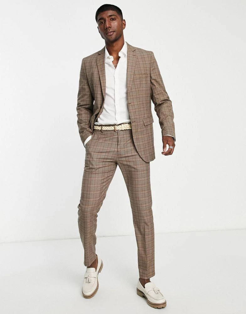 Selected Homme Selected Homme slim fit suit jacket in brown check 3