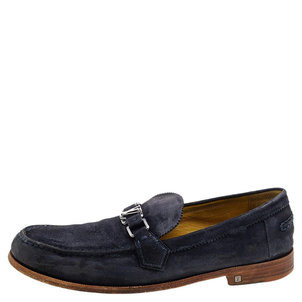 Louis Vuitton Louis Vuitton Blue Suede Major Slip On Loafers Size 45 2