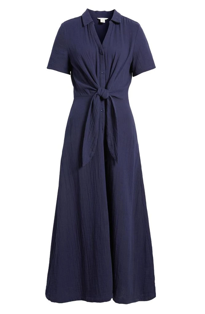 Caslon Vacation Tie Front Gauze Shirtdress 4
