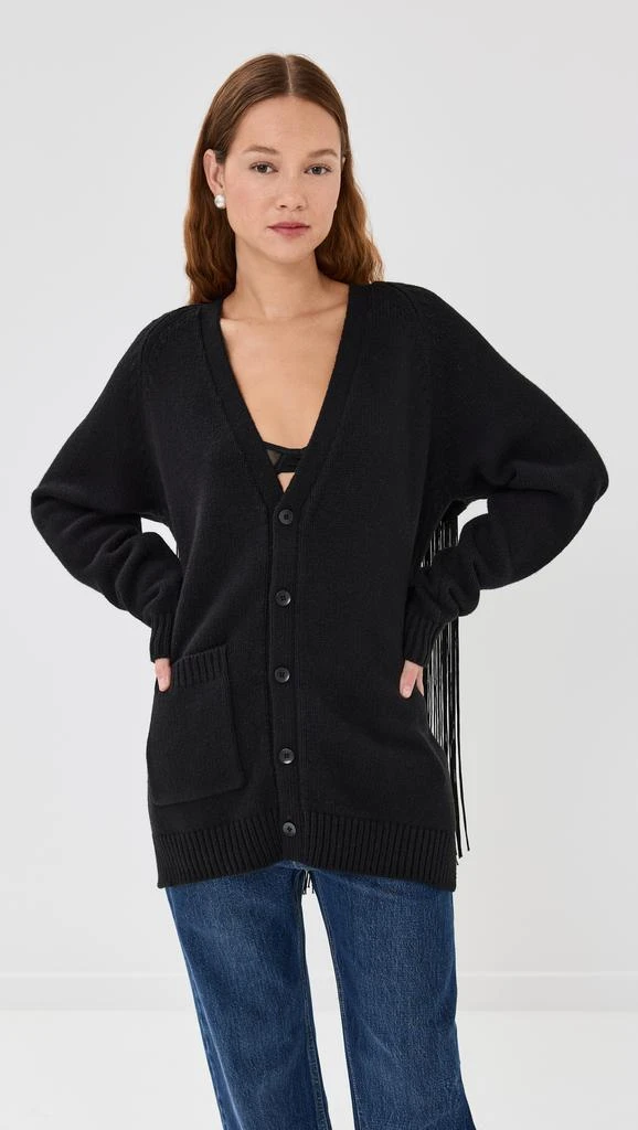 Tibi Fringed Half Cardigan Soft Sweater 2