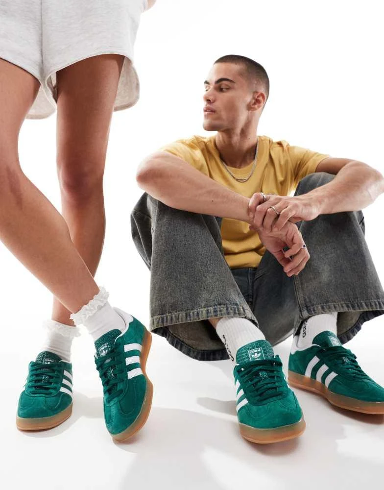 adidas gazelle silver green womens Gazelle Indoor W (Green/Glow Pink/Gum)  Corporate