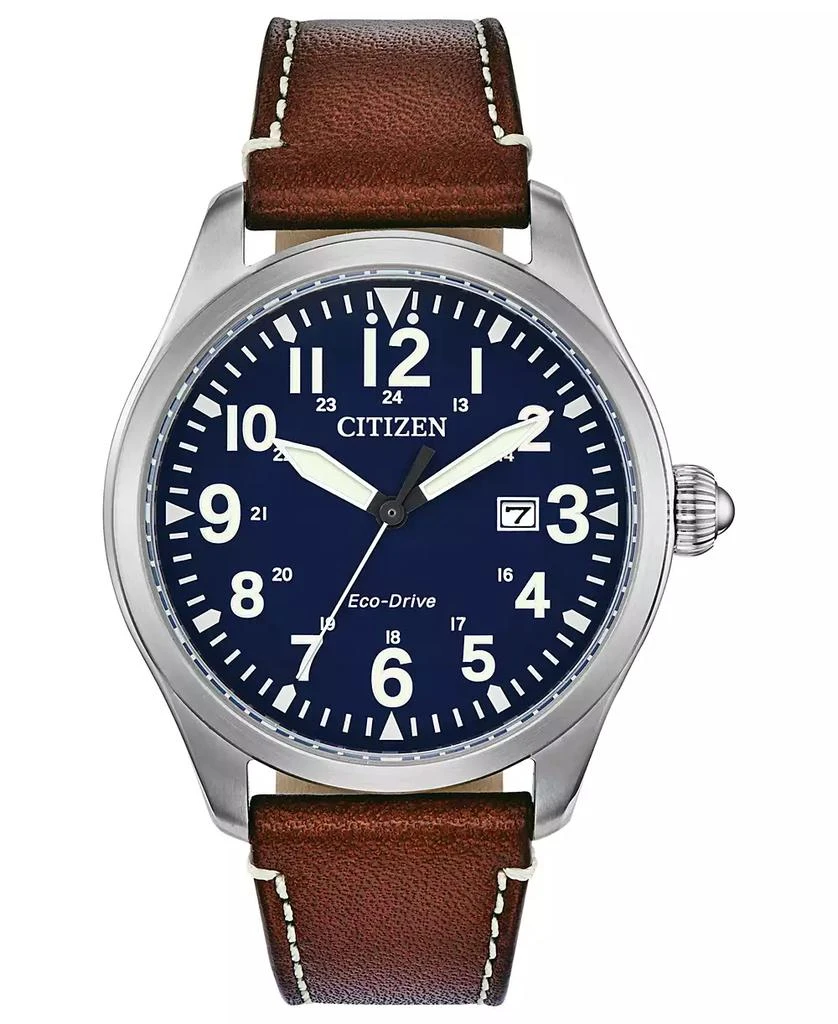 Citizen Eco-Drive Men's Chandler Brown Leather Strap Watch 42mm 1