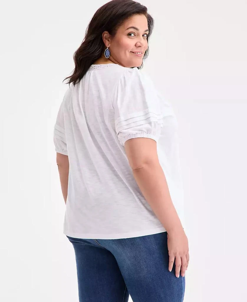 Style & Co Plus Size V-Neck Short-Sleeve Contrast-Trim Top, Exclusively at Macy's 4