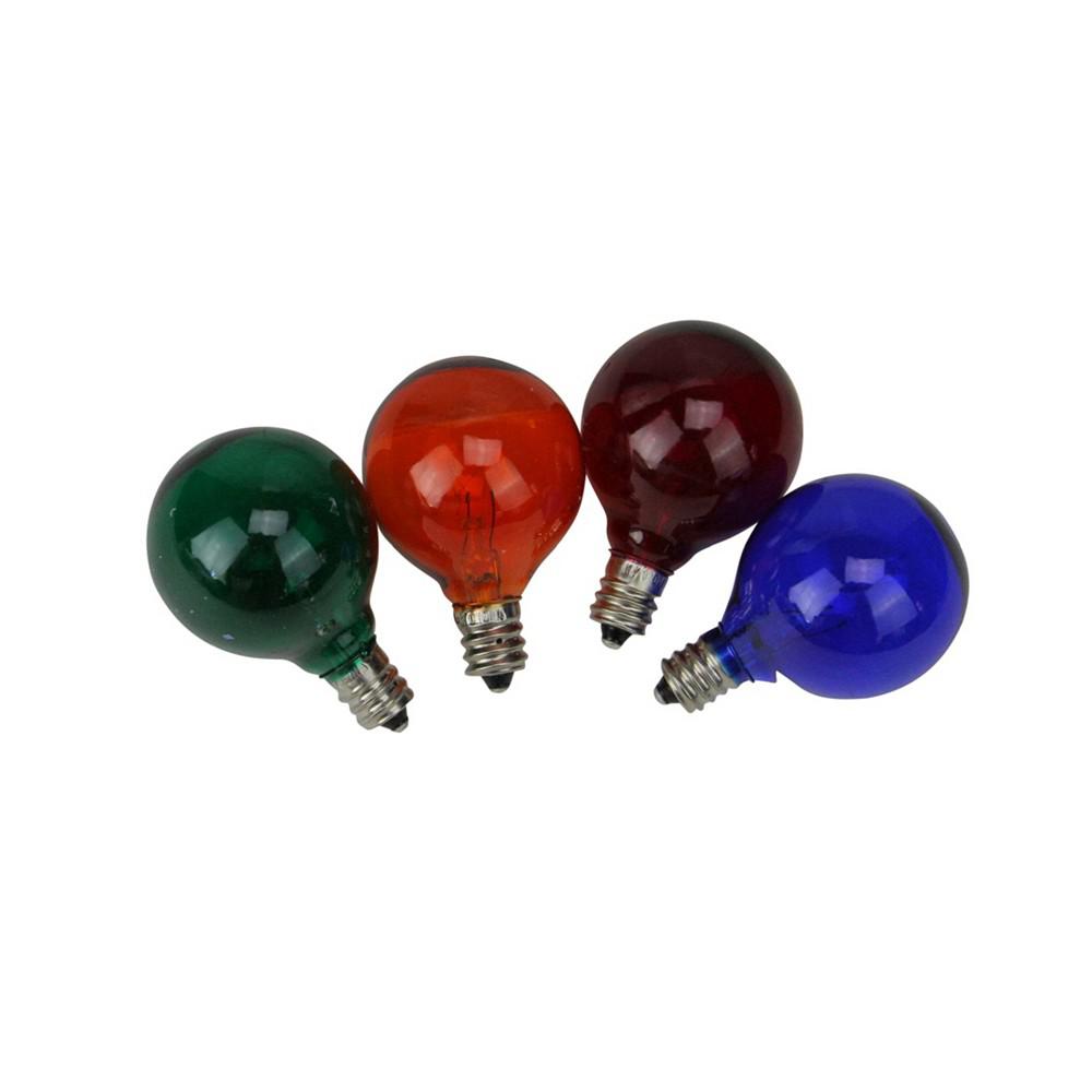 Northlight Pack of 4 Transparent Multi-Color G40 Globe Christmas Replacement Bulbs