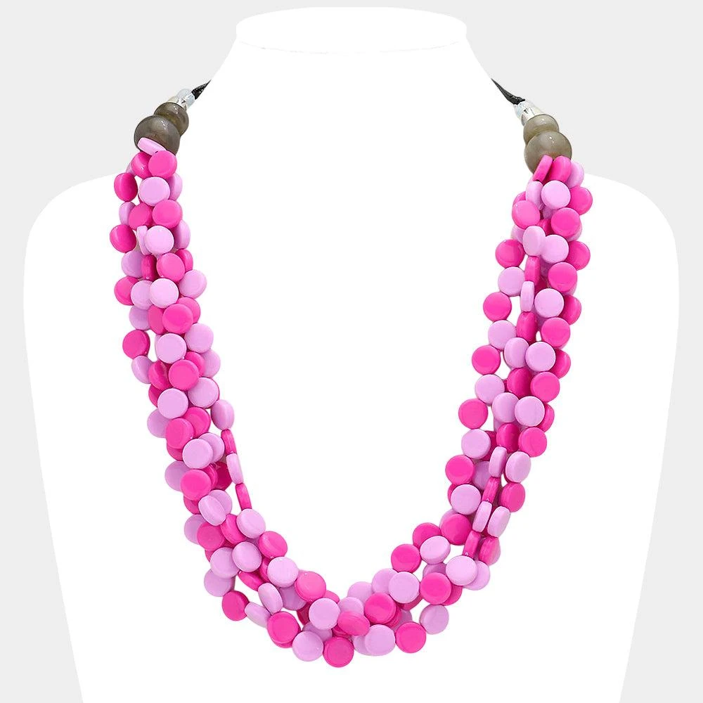 FASHNZFAB Resin Round Cluster Multi Layered Necklace