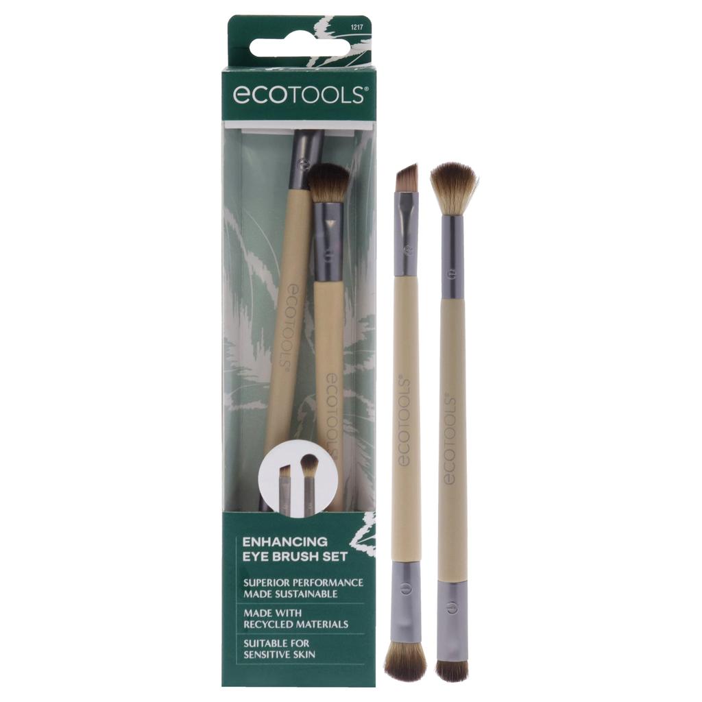 EcoTools Enhancing Duo Eye Brush Set by for Women - 2 Pc Shade Plus Define Eye Brush Duo, Smudge Plus Blend Eye Brush Duo