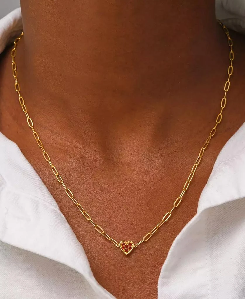 Macy's Garnet Heart Cluster Paperclip Link 18" Pendant Necklace (1/4 ct. t.w.) in 14k Gold-Plated Sterling Silver 2