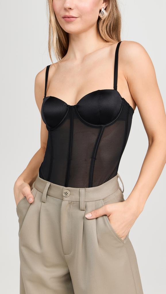 Fleur du Mal Silk and Mesh Bodysuit