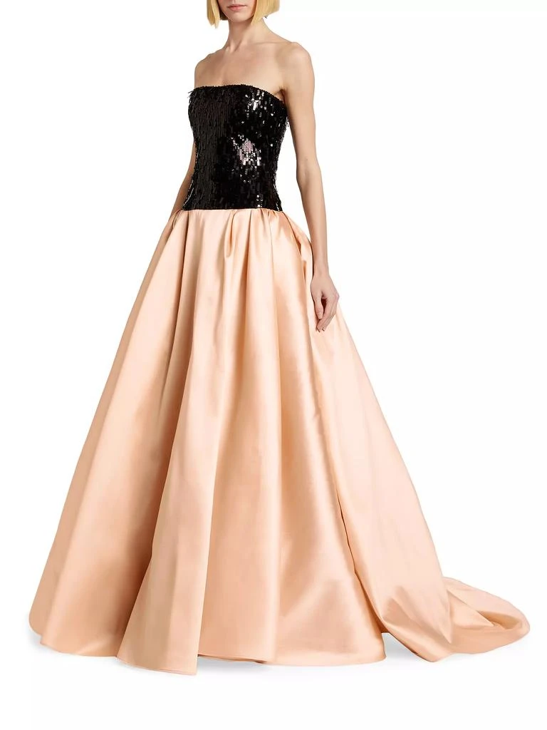 Pamella Roland Mixed-Media Sequin-Embroidered Gown 3