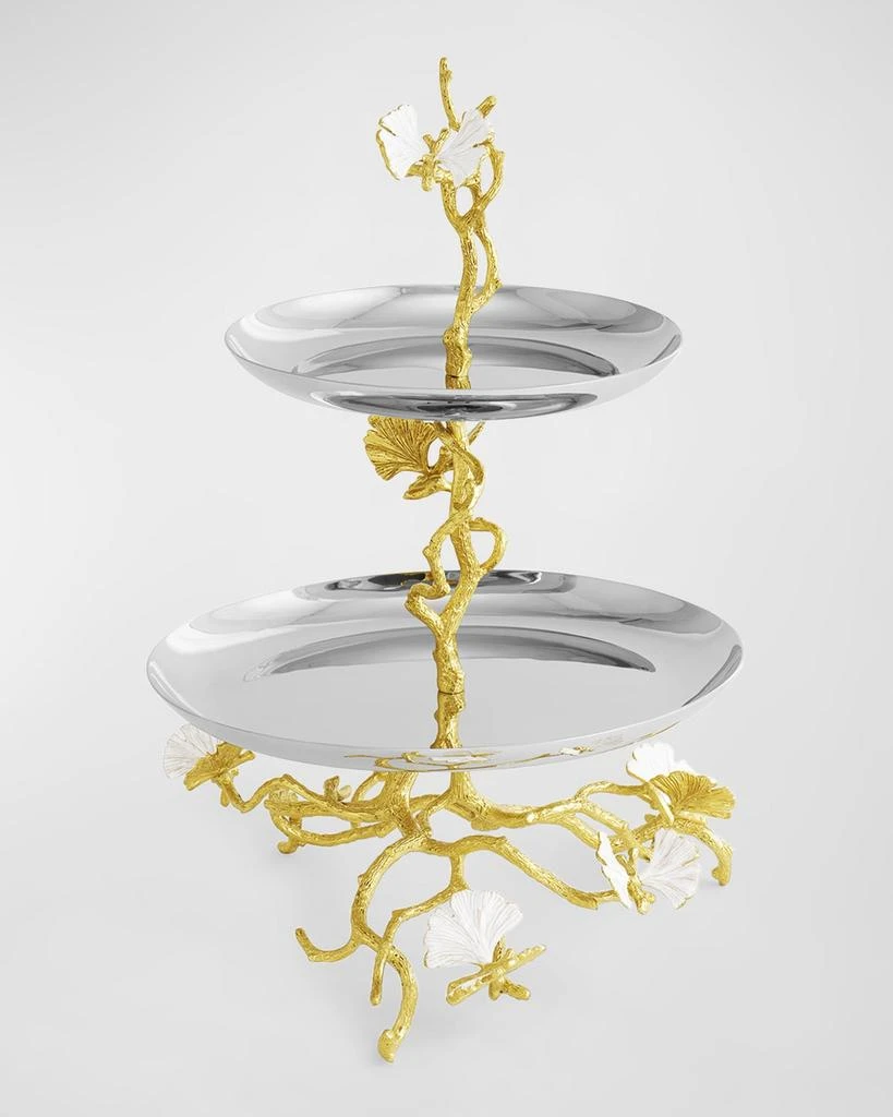 Michael Aram Butterfly Ginkgo White 
Gold Two Tier Etagere 2