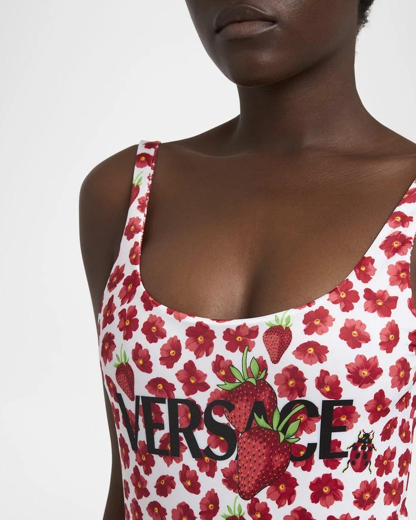 Versace Strawberry Garden Barocco Reversible One-Piece Swimsuit 4