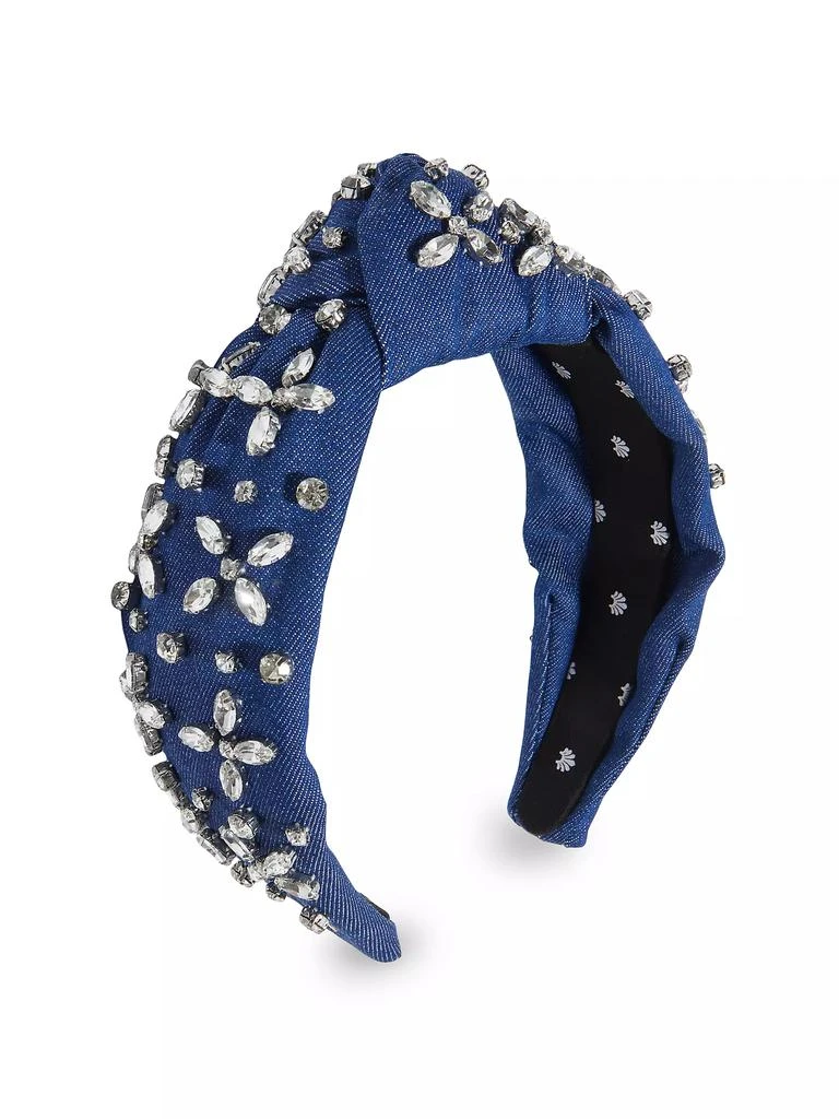 Lele Sadoughi Knotted Crosshatch Crystal & Denim Headband 1