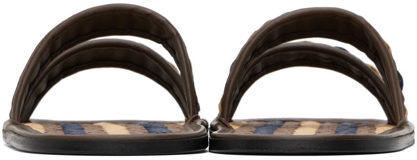 Bode Brown Duotone Summer Slides In Brown/blue | ModeSens