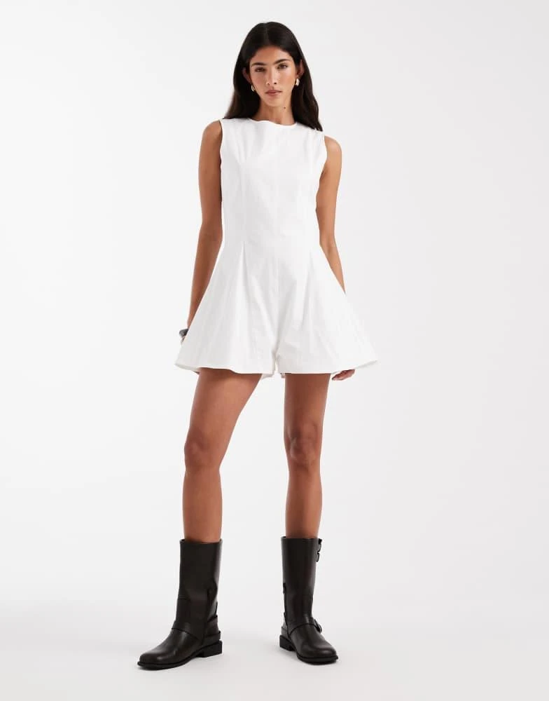 alice and olivia isa sleeveless seamed flare mini dress Lace Ladies Lace Ladies Bow Tie Cape Style Frill Collar Flare Dress