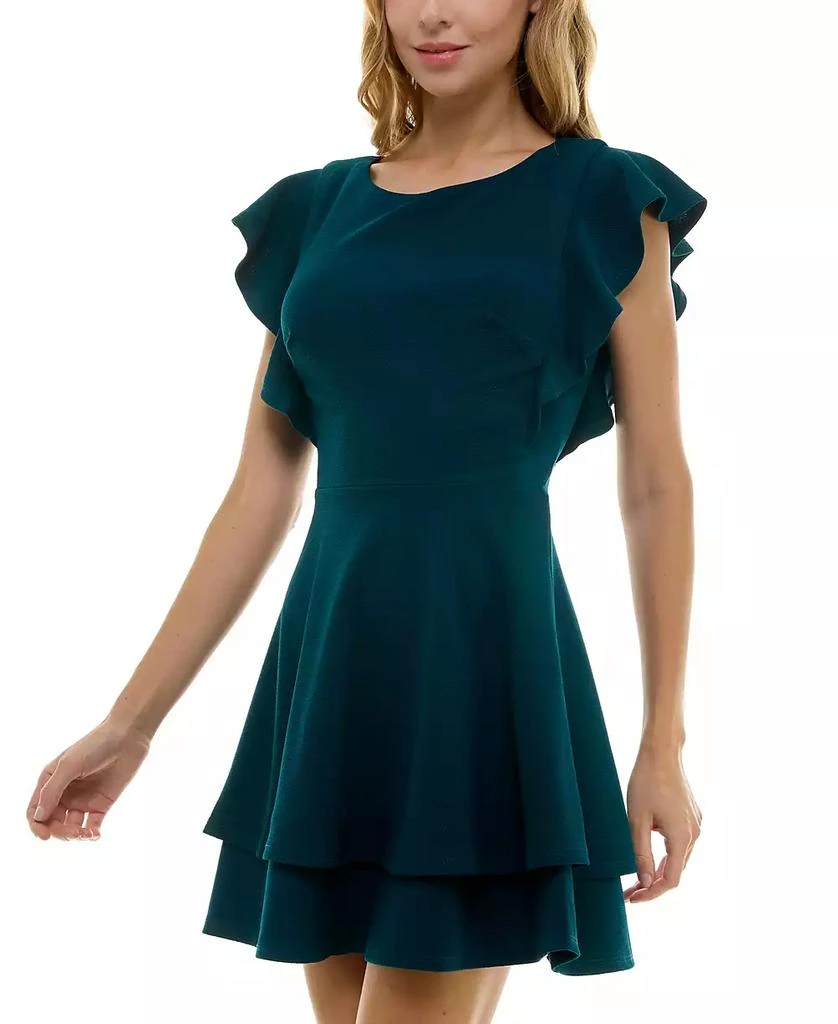Crystal Doll Juniors' Ruffle-Sleeve Fit & Flare Dress 4