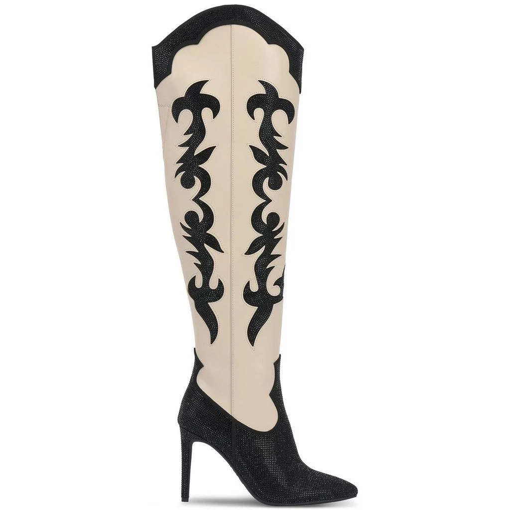 INC International Iresa Womens Faux Leather Rhinestone Cowboy, Western Boots 2
