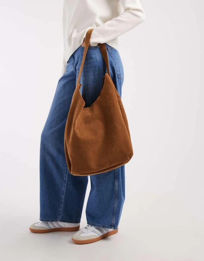 PASQ PASQ faux suede scoop top tote bag in tan 2