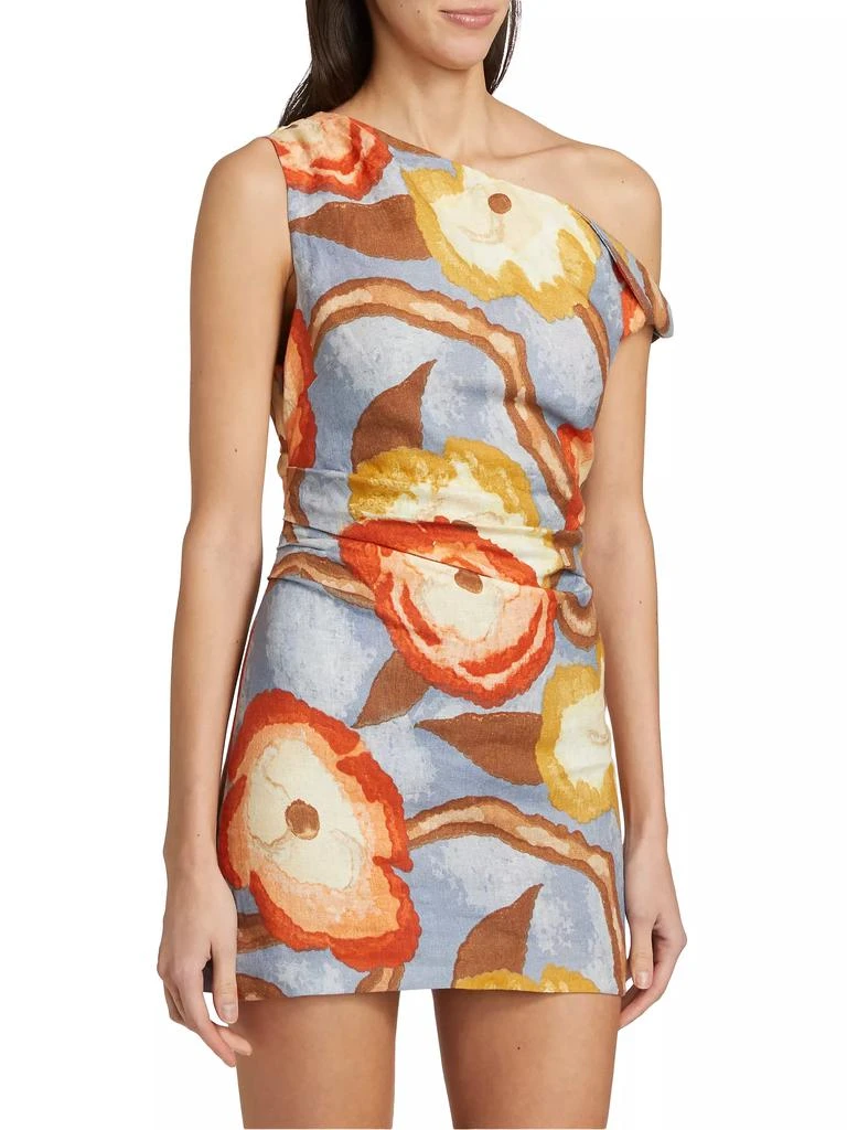 SIR. Avery Printed Linen One-Shoulder Minidress 4