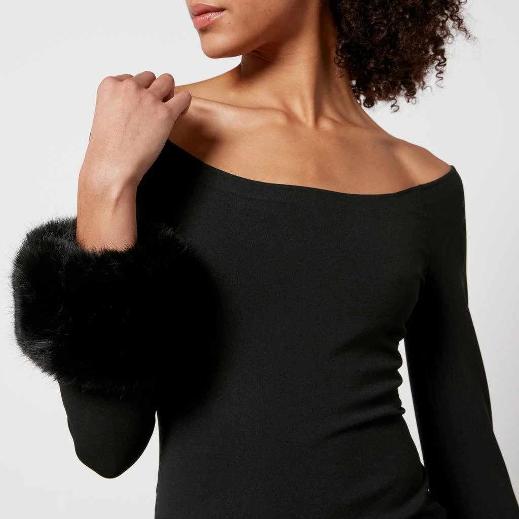 Alexander Wang Faux Fur Trimmed Jersey Off-Shoulder Mini Dress 4