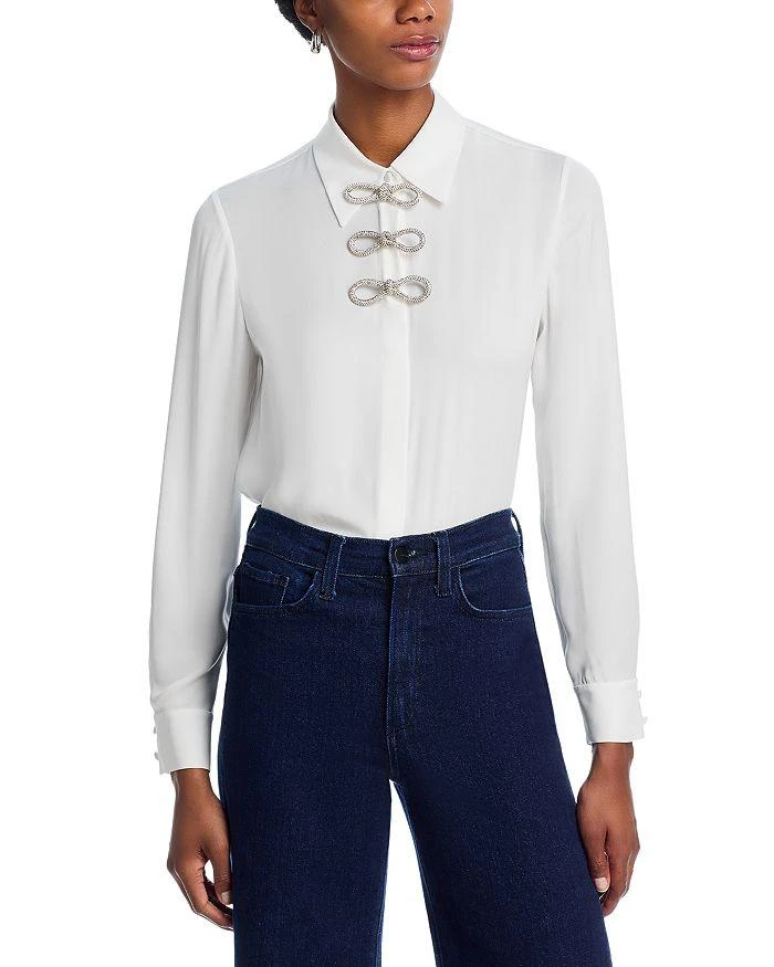 Alice + Olivia Willa Embellished Bow Collared Blouse 1