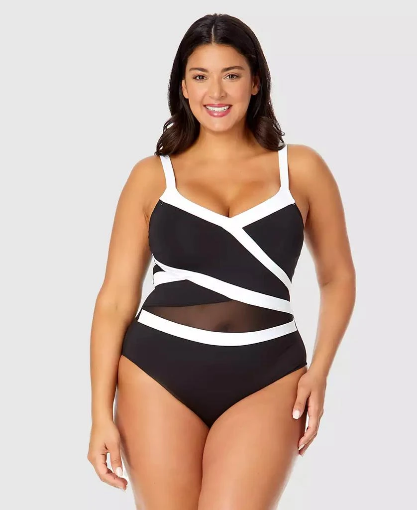 Anne Cole Plus Size Mesh-Trim One-Piece Swimsuit 3