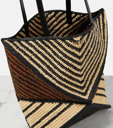 Loewe Paula's Ibiza Puzzle Fold Medium raffia tote bag 6