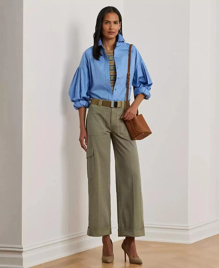 Ralph Lauren Women's Pleated Cotton Twill Wide-Leg Cargo Pants, Regular & Petite 4