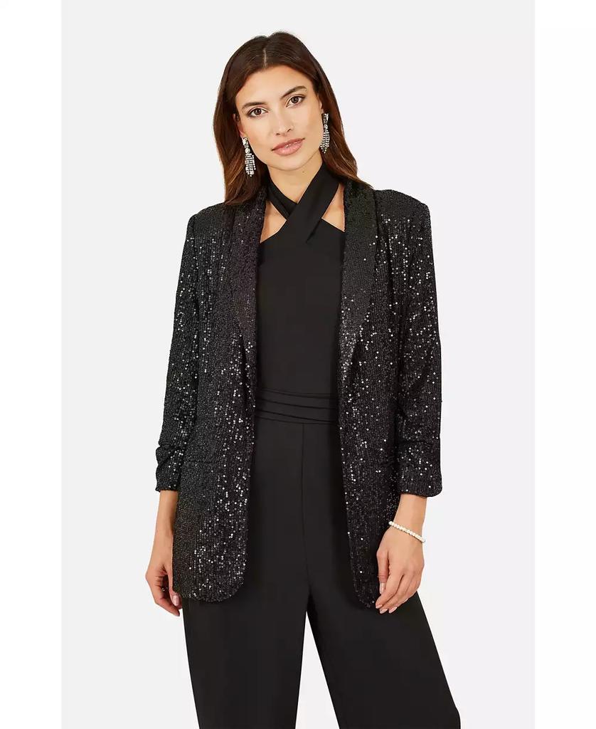 Yumi Women's Sequin Blazer With Pockets