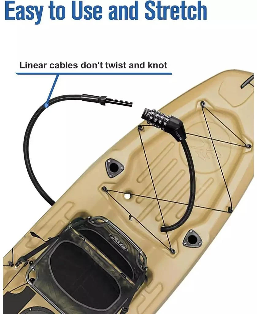 Urbanmax Bike Lock, Extra Long Straight Cable Lock 6ft with Resettable Combination, Unique Male Narrow Designed to Especially Suitable for Kayak, Scooter and Paddle Boards Canoe Jet Ski 3
