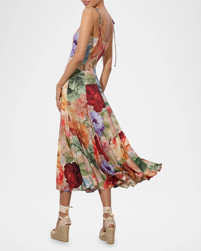 Alice + Olivia Jeanette Tie-Shoulder Paneled Midi Dress 3