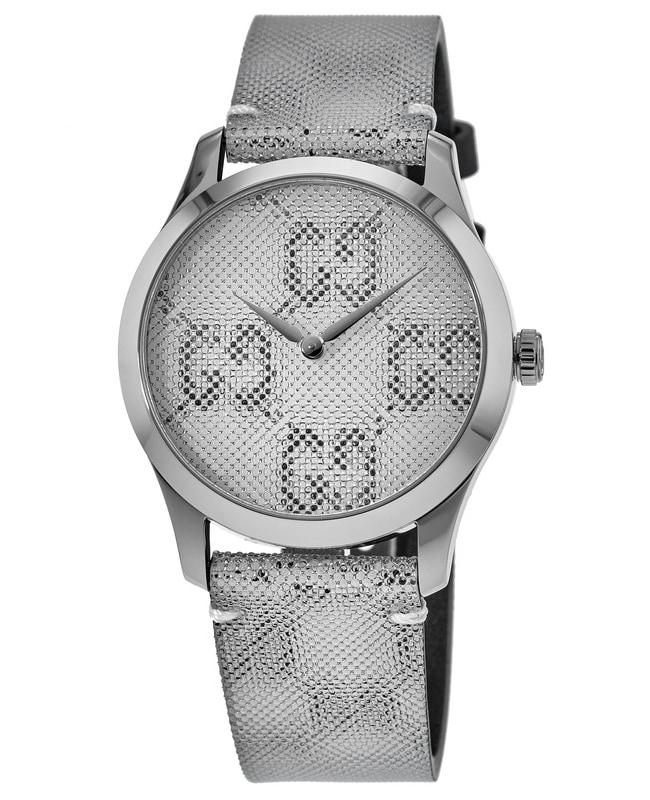 Gucci Gucci G-Timeless GG Motif Hologram Leather Strap Women's Watch YA1264058