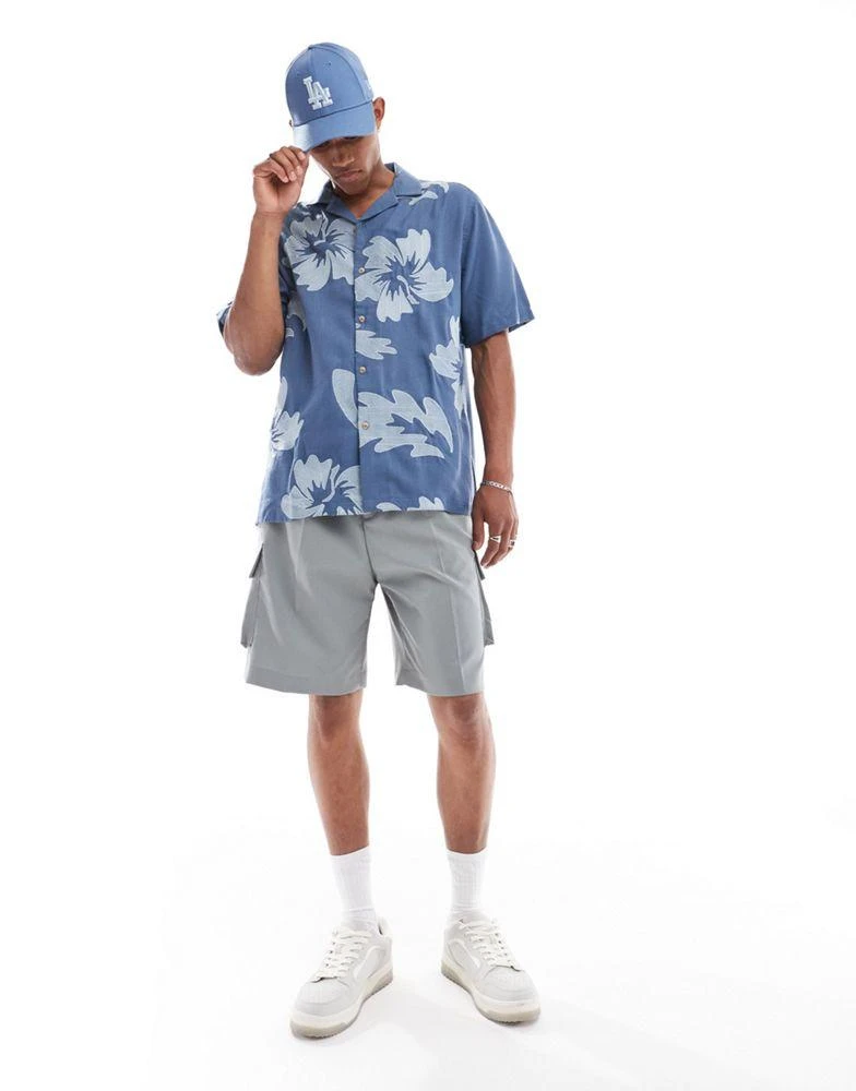 ASOS ASOS DESIGN relaxed revere shirt with hawaiian floral embroidery 4